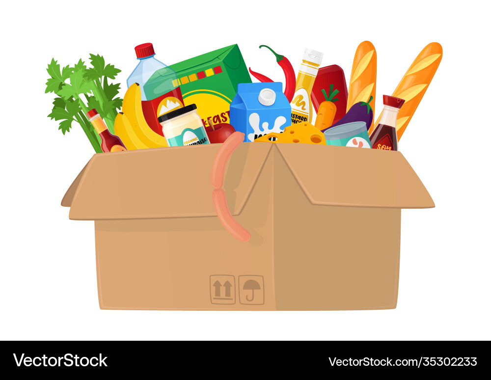 Food box isolated on white background carton Food box isolated on white background carton vector image
