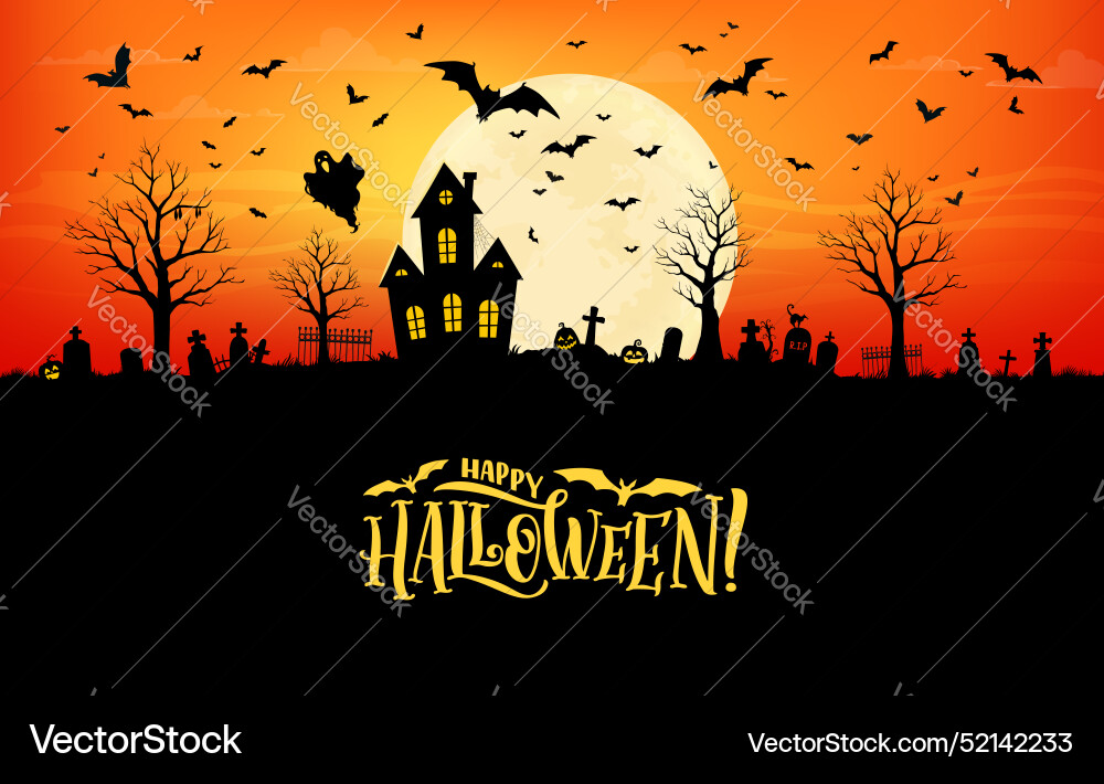 Halloween Cemetery Silhouette vector image