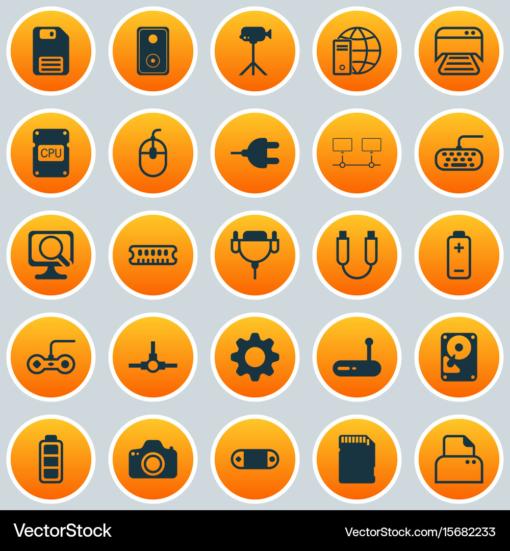 Hardware icons set collection of connector Vector Image