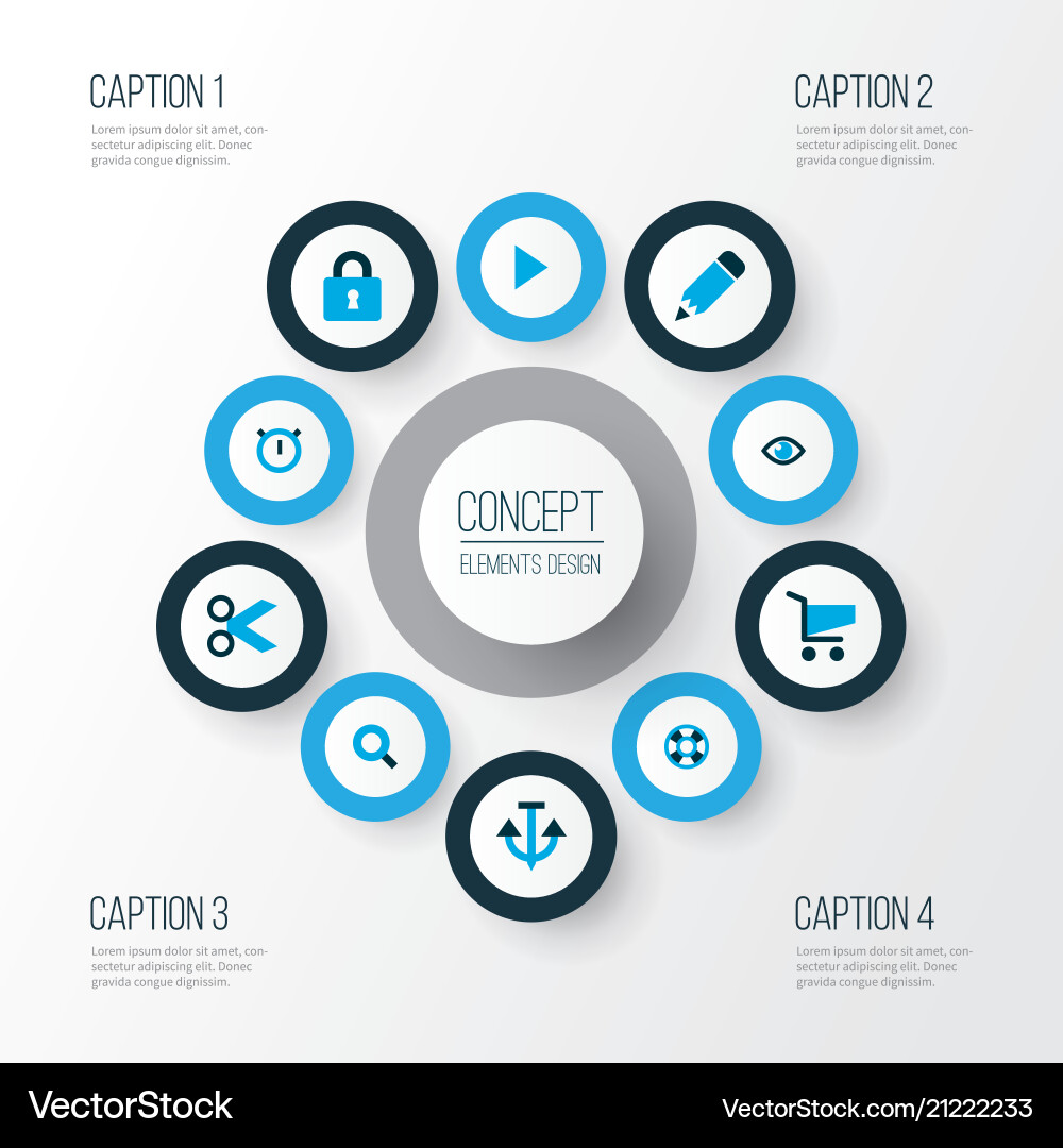 Interface icons colored set with edit cut search Interface icons colored set with edit cut search vector image