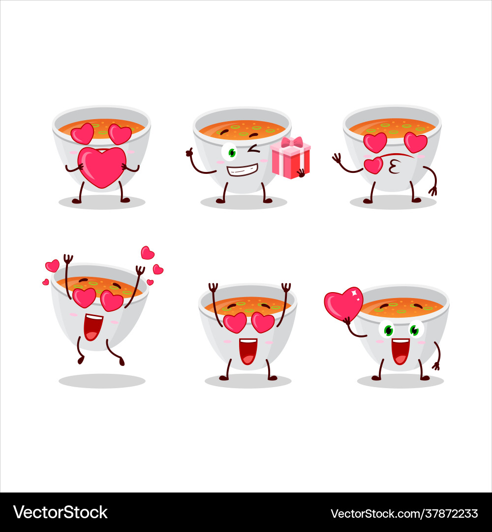 Kürbis Creme Suppe Cartoon mit Liebe niedlich Emoticon Kürbis Creme Suppe Cartoon mit Liebe niedlich Emoticon vektorbild