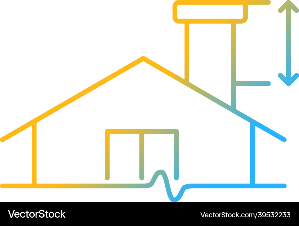 Minimum chimney height gradient linear icon Minimum chimney height gradient linear icon vector image