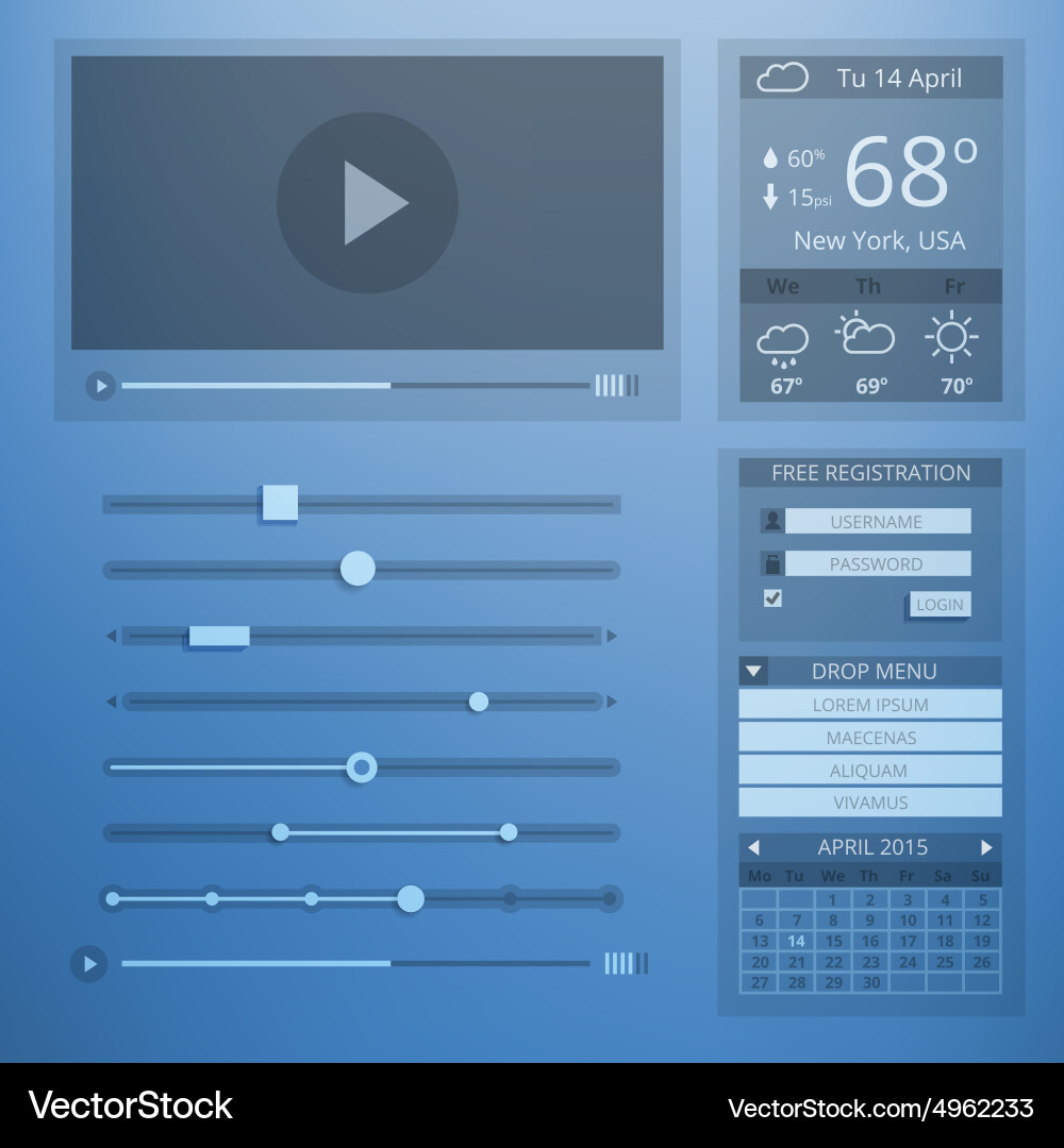 Modern Flat UI Elements Vector Image