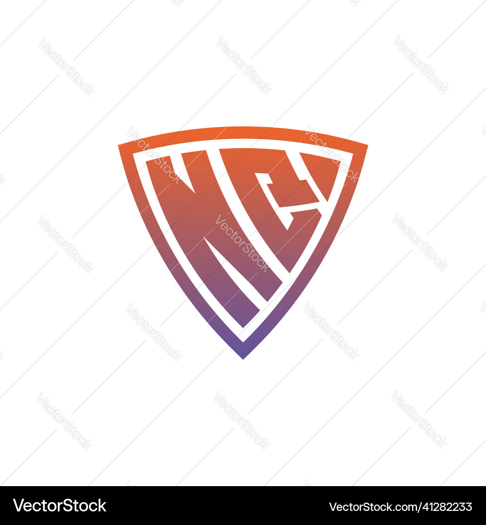 Nq logo shield monogram gradient style design Nq logo shield monogram gradient style design Vector Image