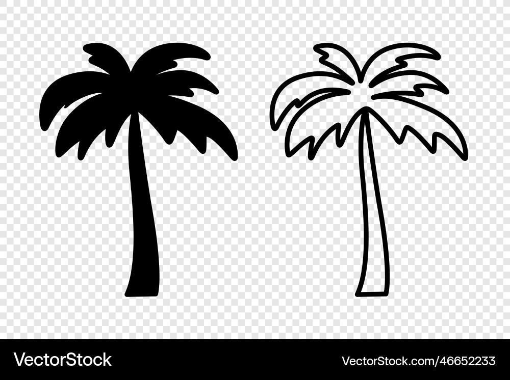 Palm trees tree icon set isolated Palm trees tree icon set isolated vector image