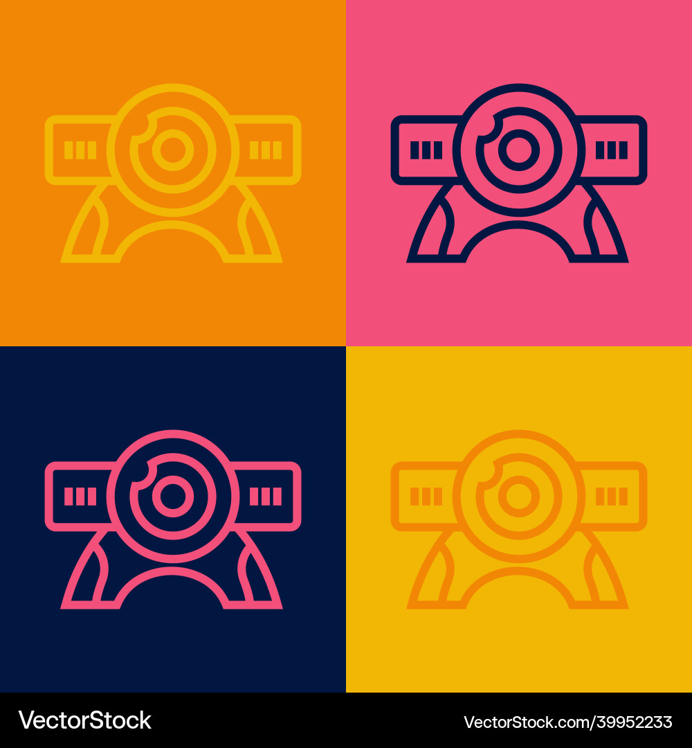 Pop art line web camera icon isolated on color vector image