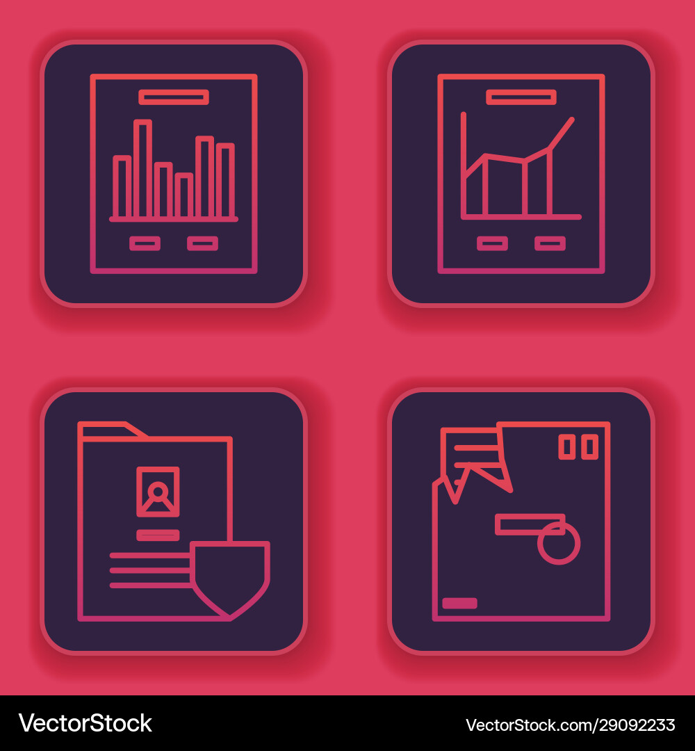 Set line document with graph chart Set line document with graph chart vector image