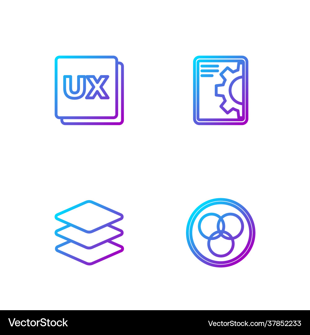 Set line rgb and cmyk color mixing layers ui ux vector image