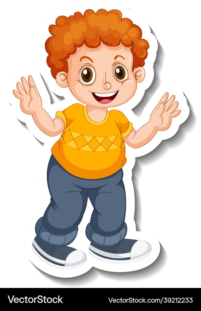 Sticker template with a boy cartoon character Sticker template with a boy cartoon character vector image