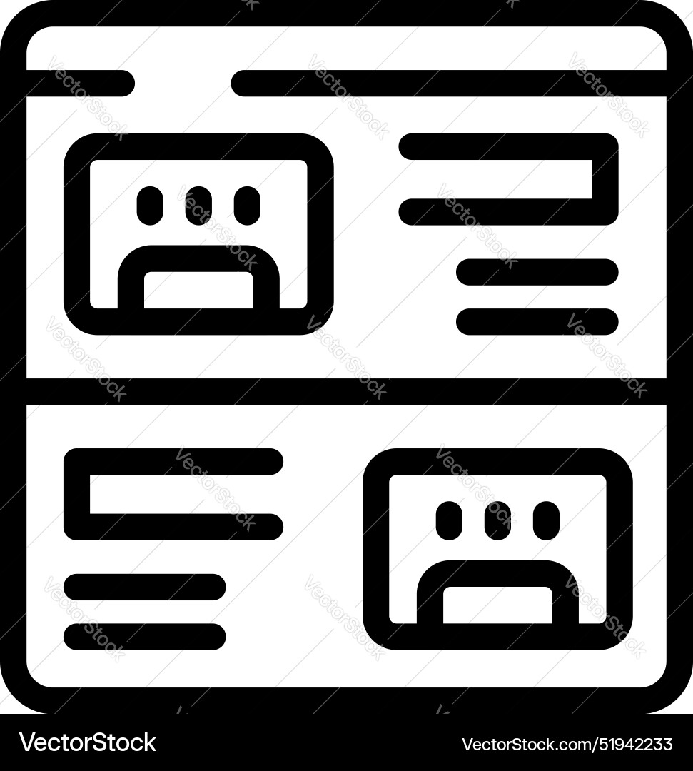 Webseite zeigt Benutzeroberfläche mit Profil Vektorbild