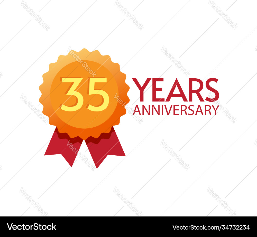 35 years anniversary icon badge flat symbol 35 years anniversary icon badge flat symbol vector image