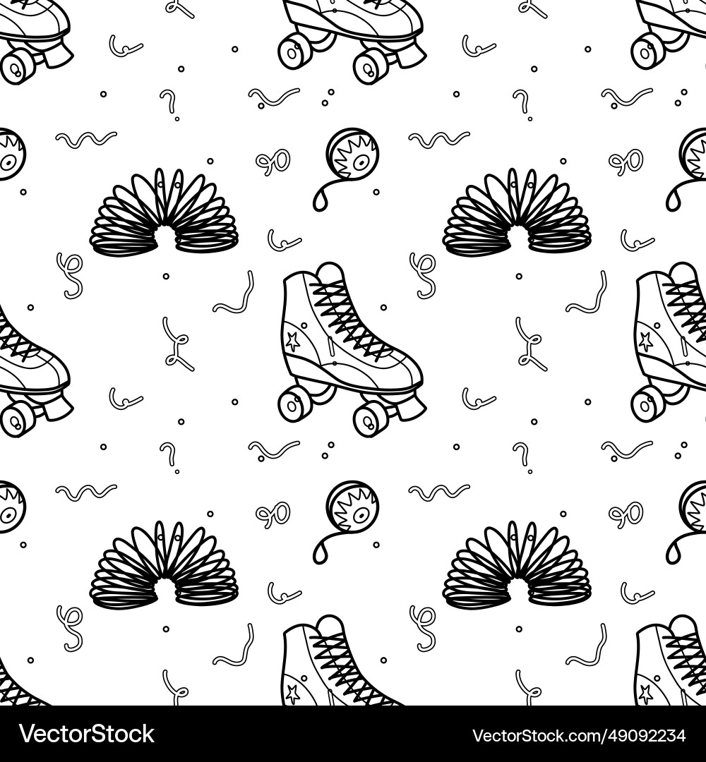 Abstract seamless pattern in 90s style outline Vector Image