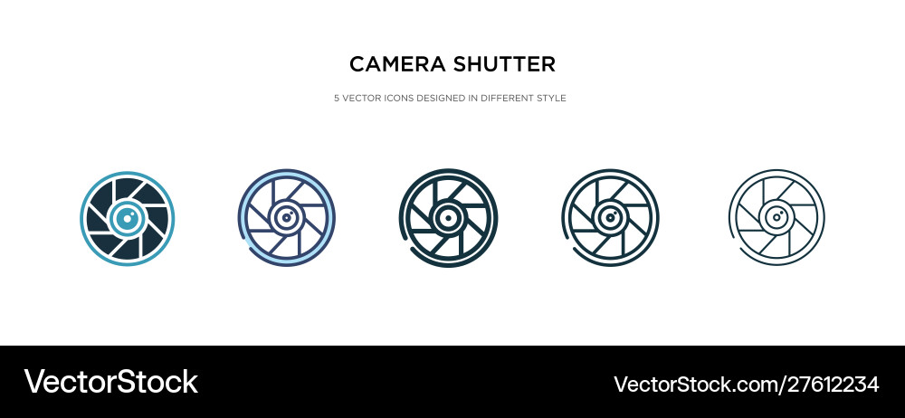 Camera shutter icon in different style two Vector Image