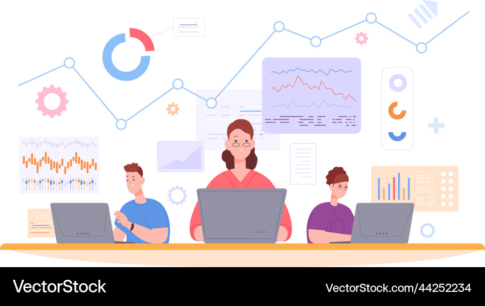 Data Analytics Team - Report Analysis vector image