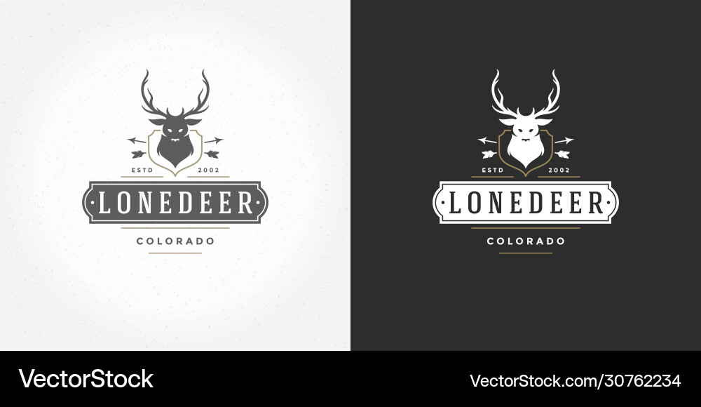 Deer head with horns logo emblem vector image