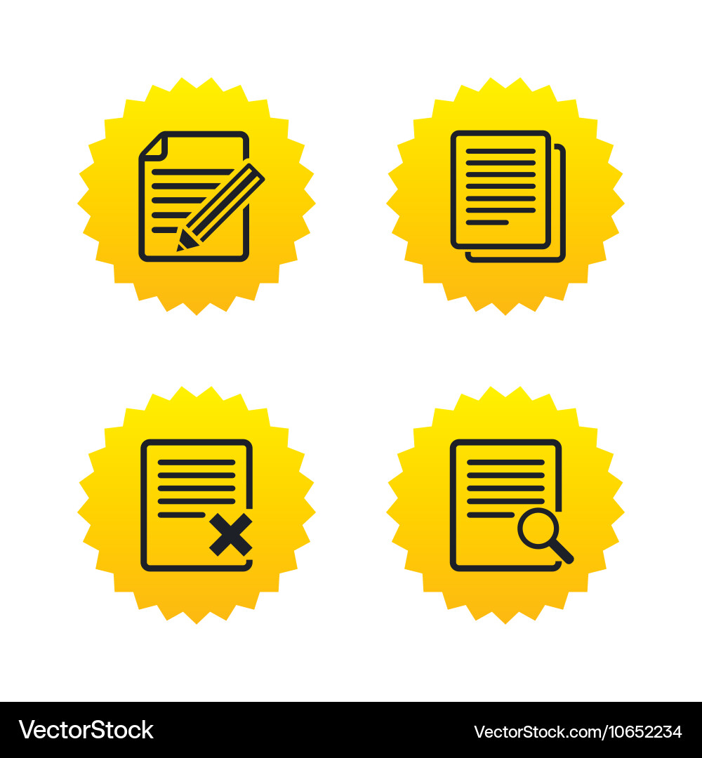 Document icons search delete and edit file vector image
