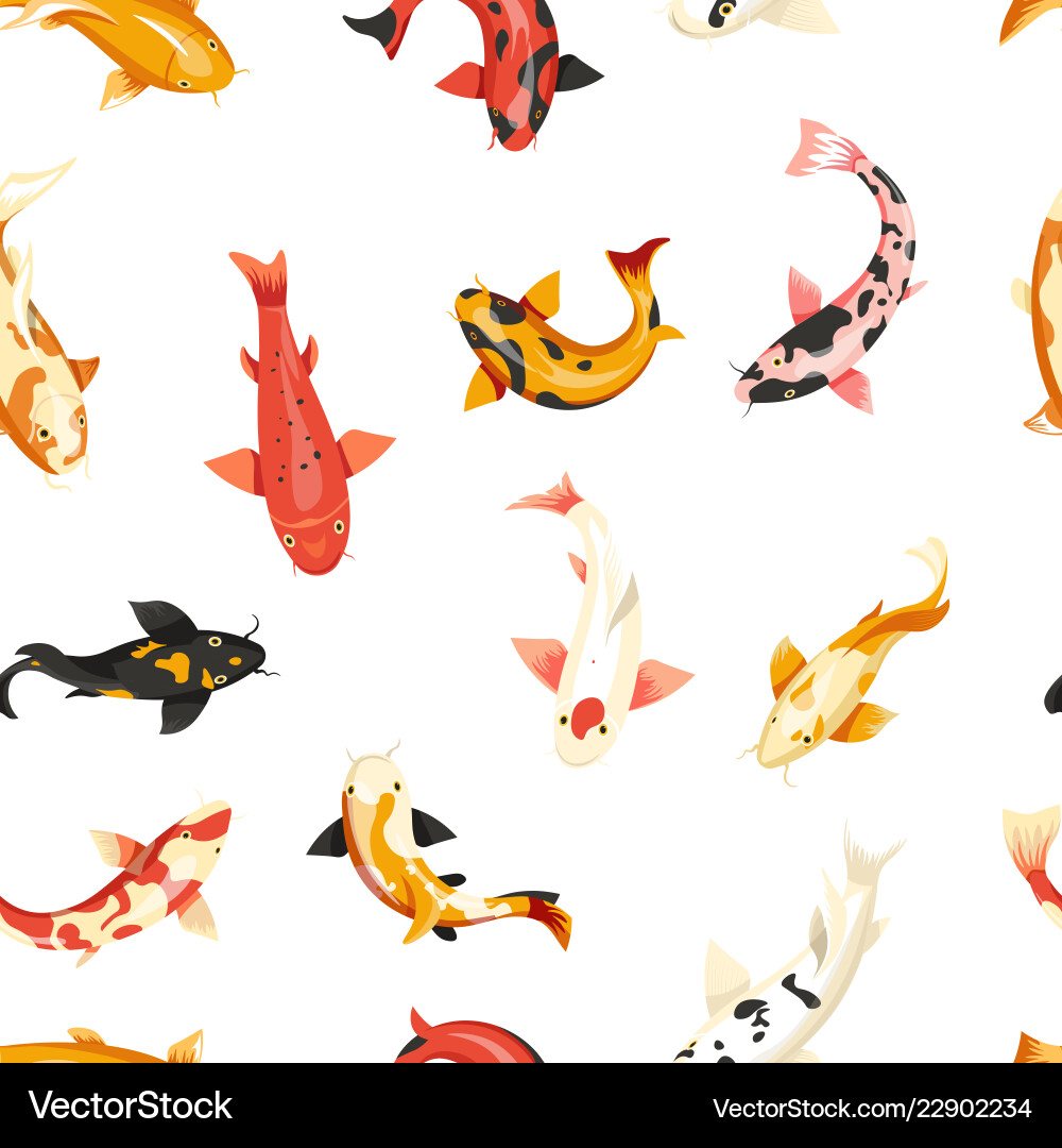 Fish exotic cold blooded animals seamless pattern Fish exotic cold blooded animals seamless pattern Vector Image