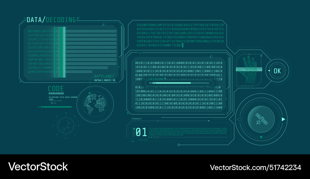 Hud Interface Design für die Decodierung von Satellitendaten Hud Interface Design für die Decodierung von Satellitendaten vektorbild