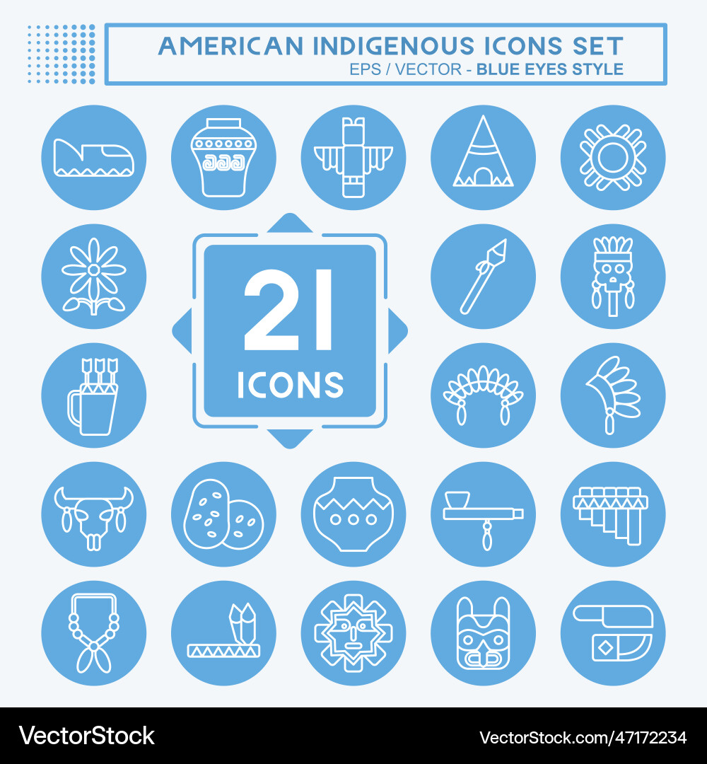 Icon set american indigenous related to education Icon set american indigenous related to education vector image