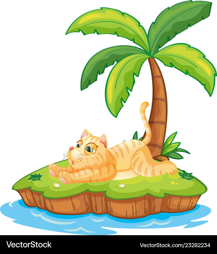 Lazy cat on the isolated island vector image