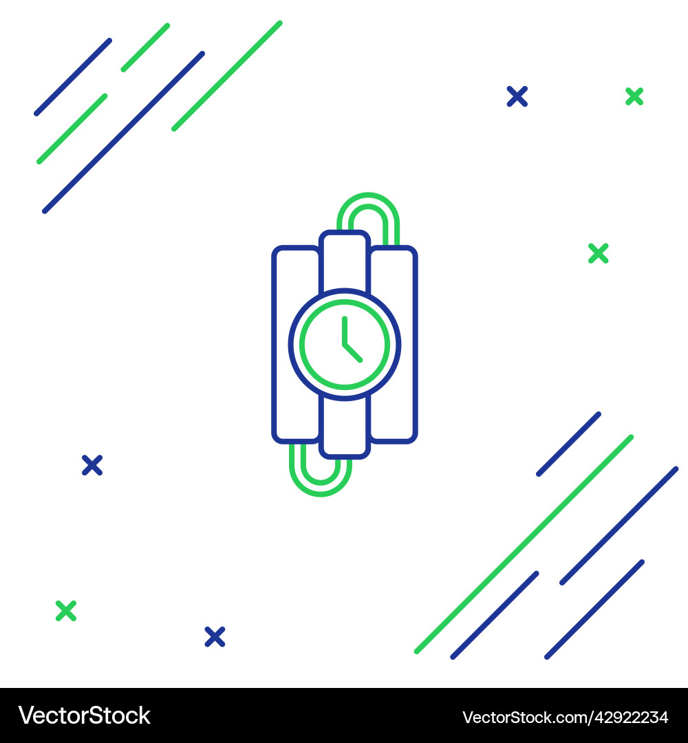 Line detonate dynamite bomb stick and timer clock Line detonate dynamite bomb stick and timer clock vector image