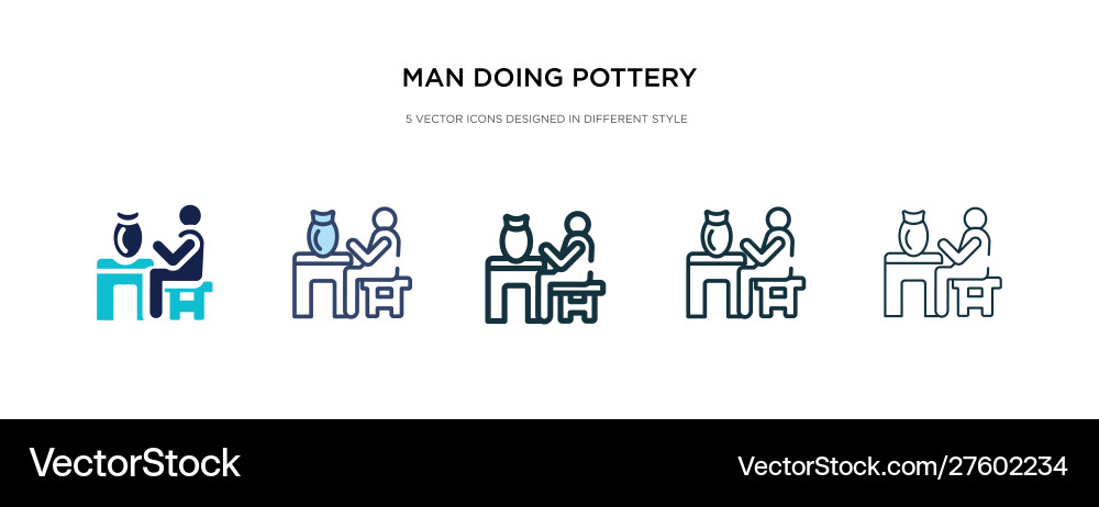Man doing pottery icon in different style two vector image