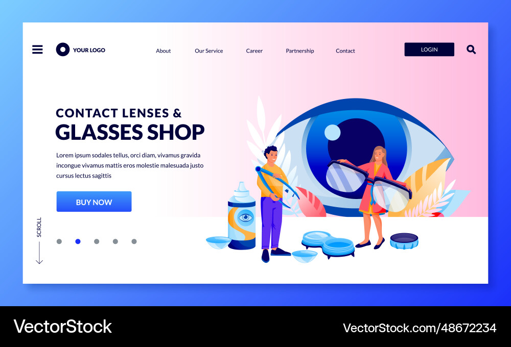 Optics store banner design people choose glasses vector image