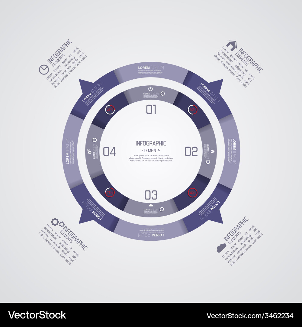 Paper circle with sectors and pointers vector image