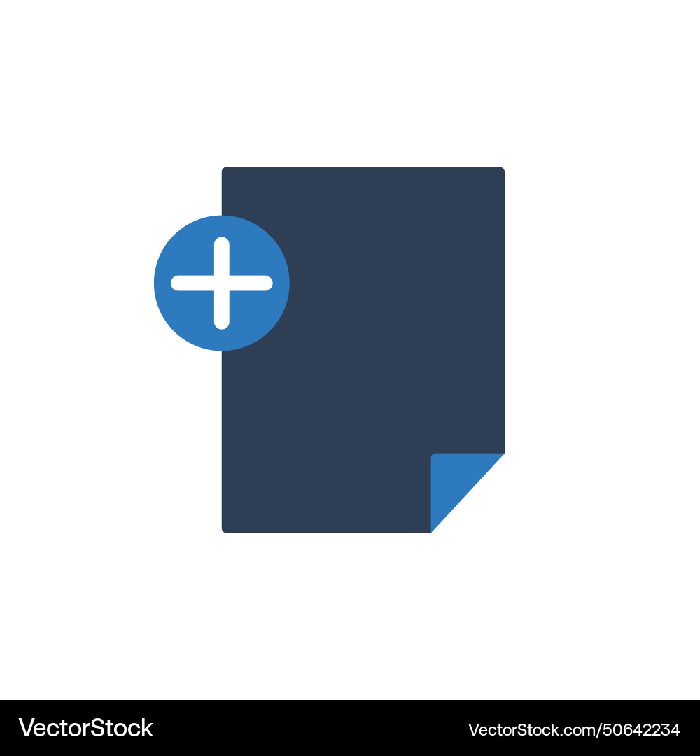 Plus icon inside notepad and document sign vector image