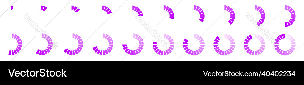 Round loading bars with segments from 1 to 20 Round loading bars with segments from 1 to 20 vector image