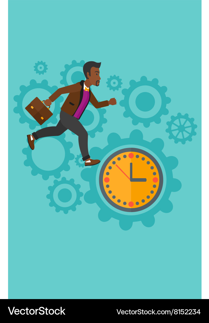 Running man on clock background Vector Image