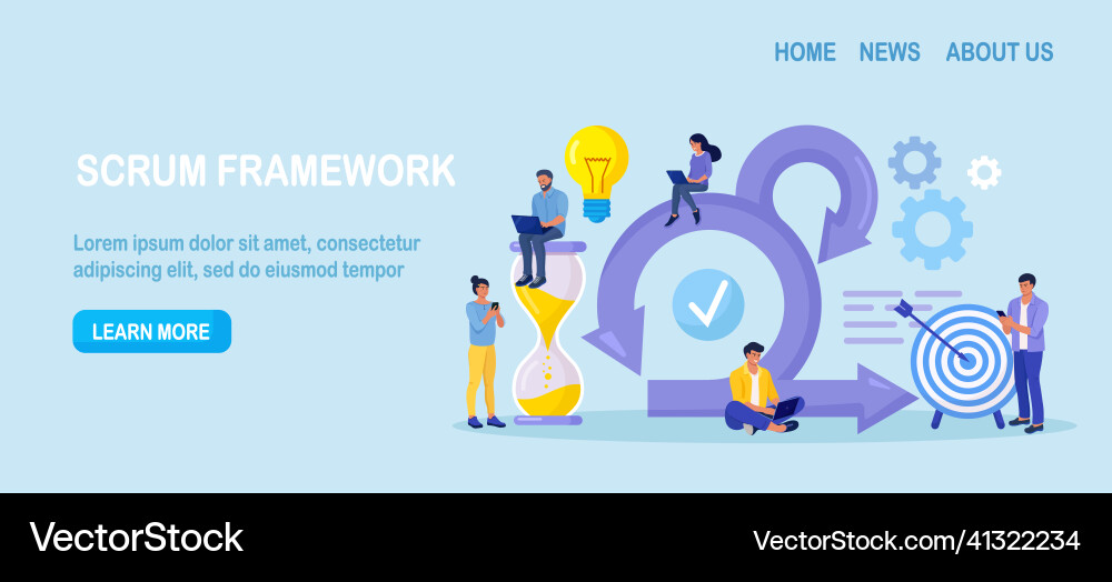 Scrum framework concept process diagram Scrum framework concept process diagram Vector Image