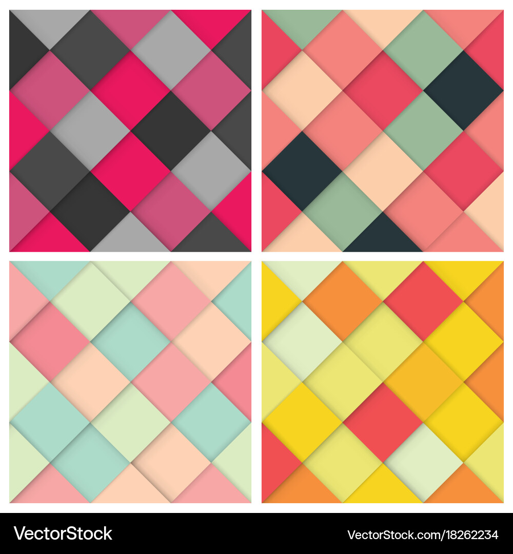 Set of square colorful retro background vector image