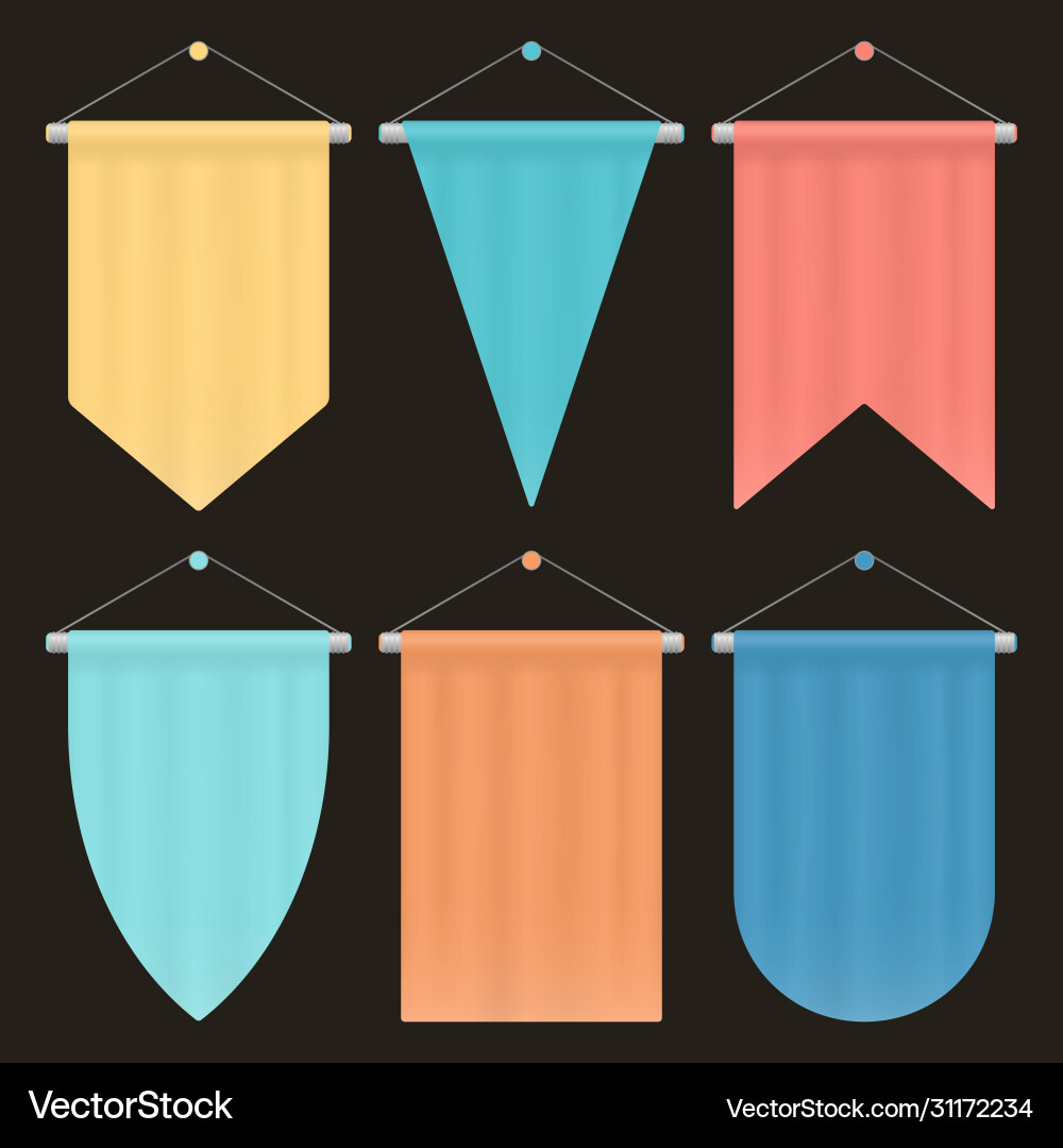 Template colorful blank pennant set empty Vector Image