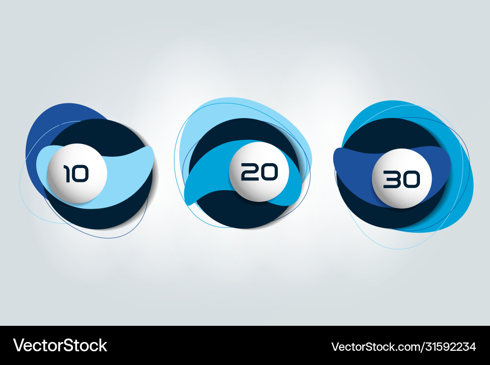 Three steps elements bubble chart scheme diagram vector image