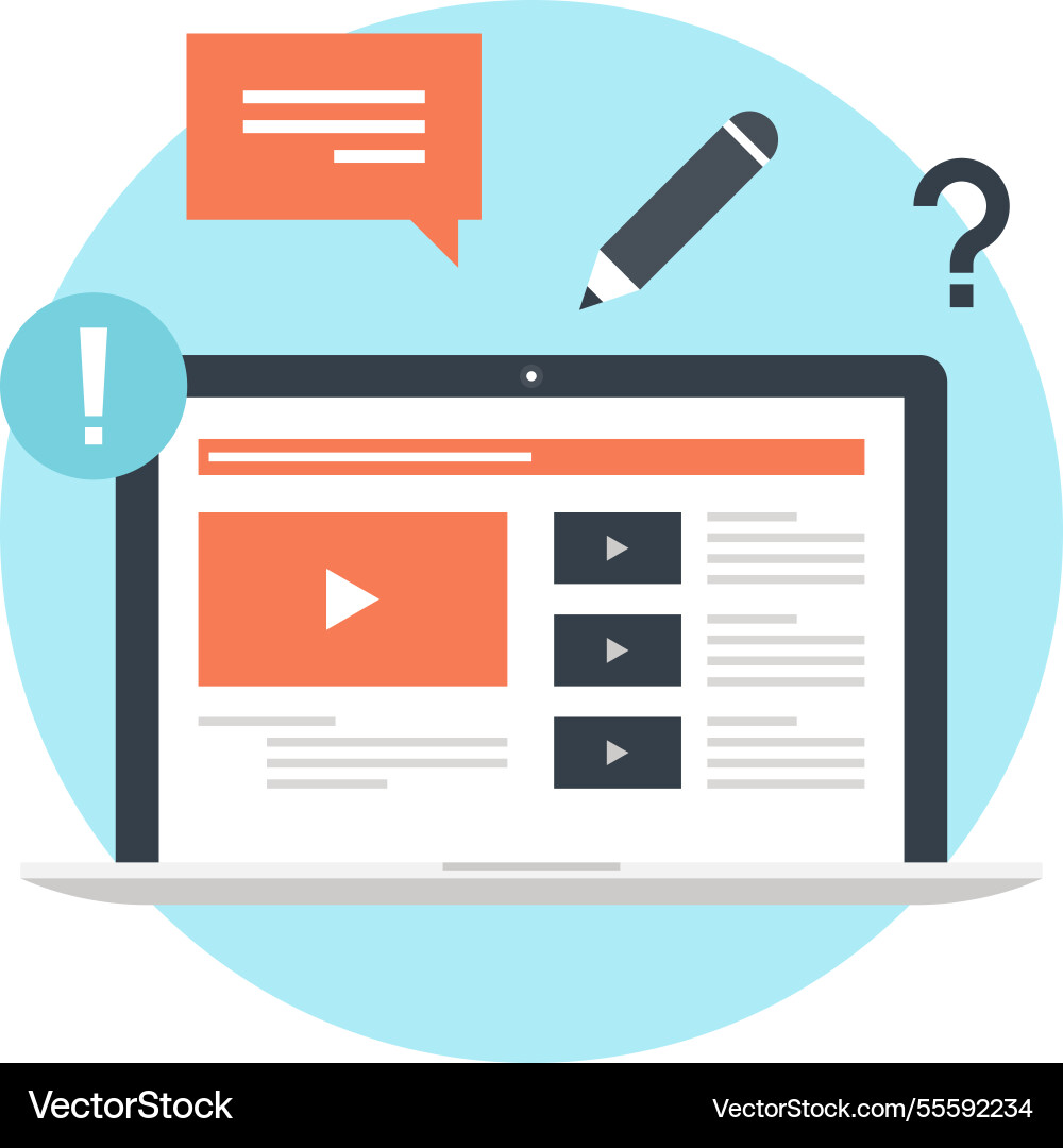 Tutorials flat web icon vector image
