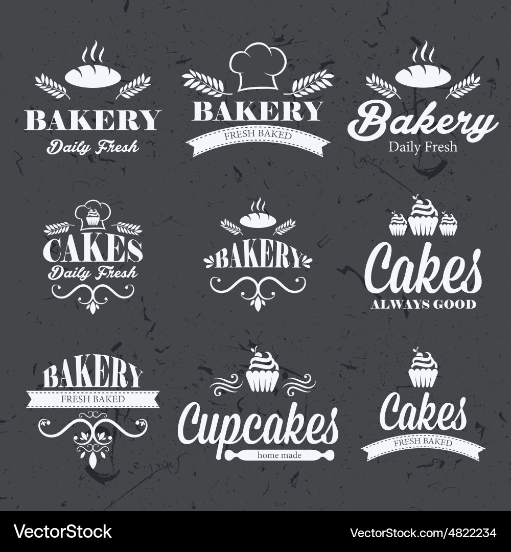 Vintage retro bakery labels on chalkboard Vector Image