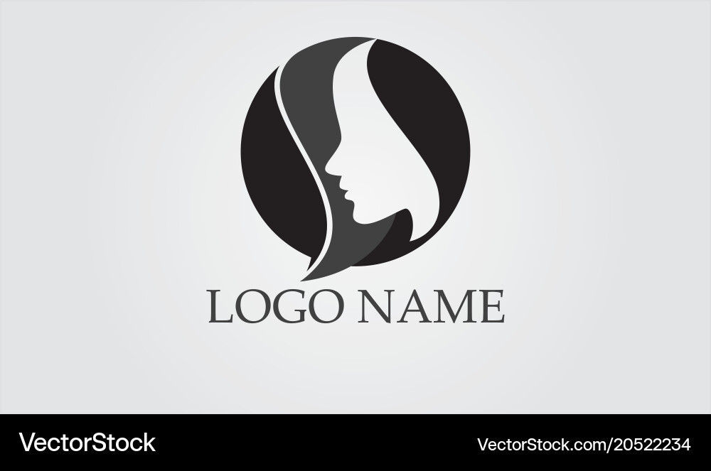 Woman Hair Logo - Elegant Profile Vector Image