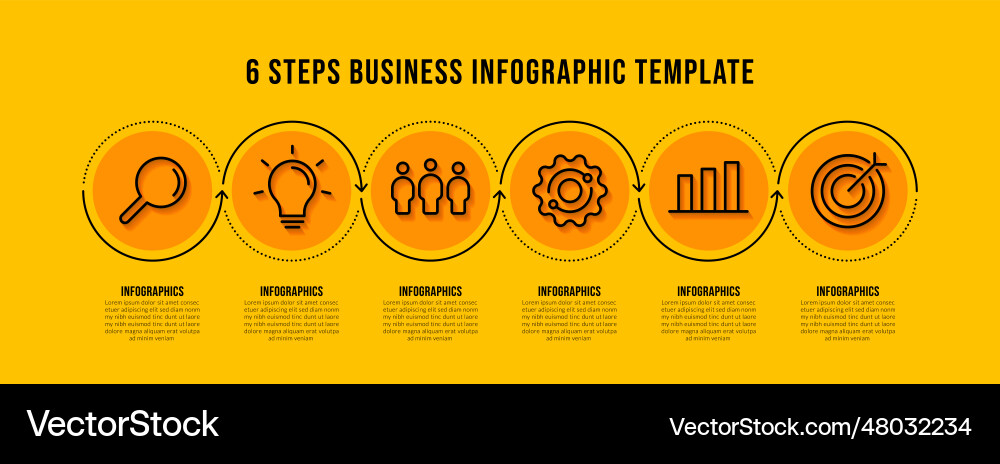 Workflow infographic template design with 6 vector image