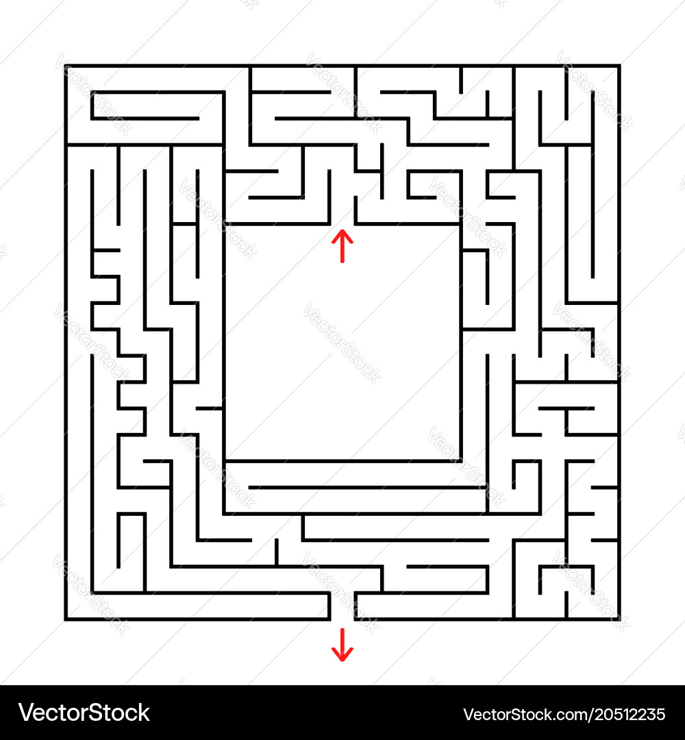 A square labyrinth find the way out from vector image