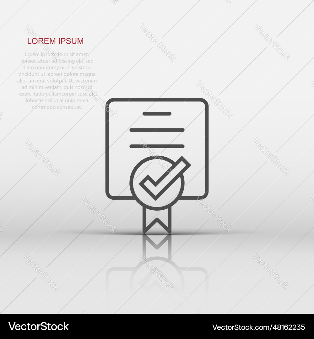 Approve certificate icon in flat style document Approve certificate icon in flat style document Vector Image