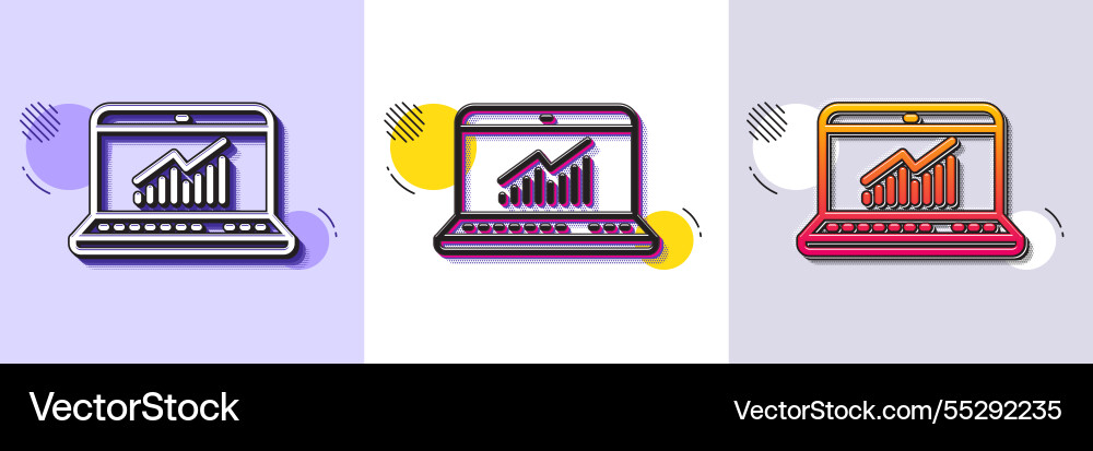 Data analysis and statistics line icon computer Data analysis and statistics line icon computer Vector Image