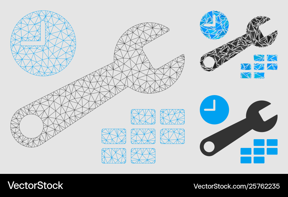Date and time configuration mesh wire frame vector image
