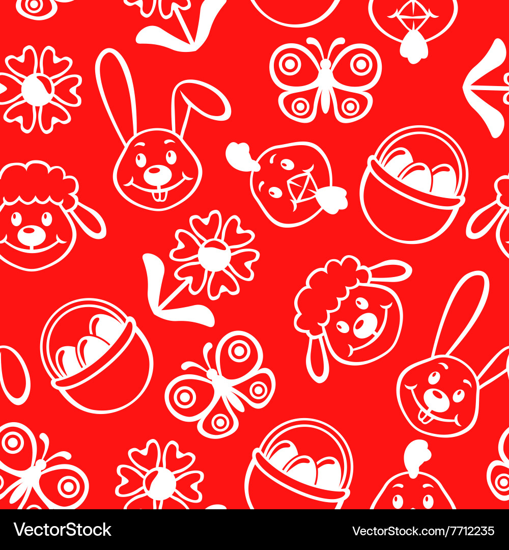 Easter Muzzle Pattern - Red & White Vector Image