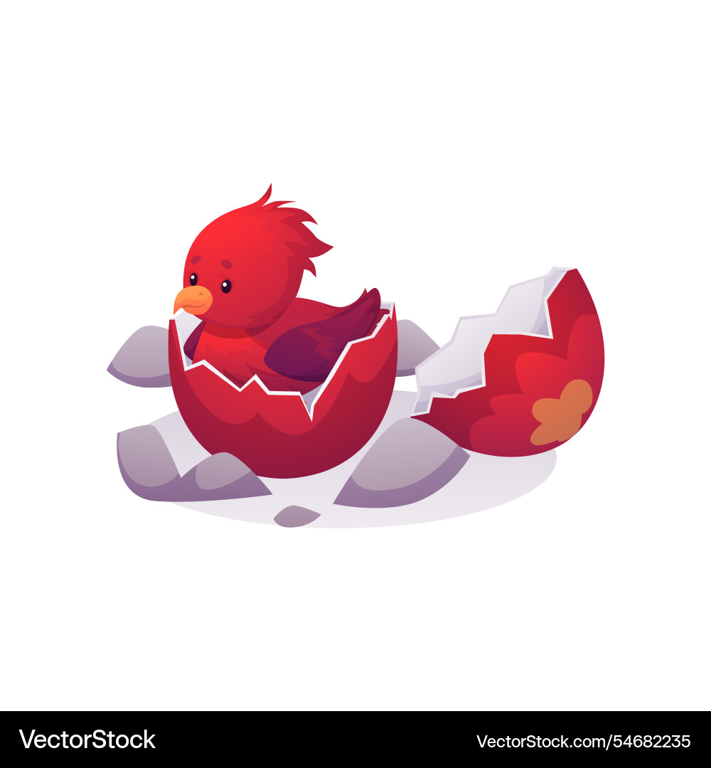 Fantasy magic cute red baby bird hatched from Fantasy magic cute red baby bird hatched from vector image