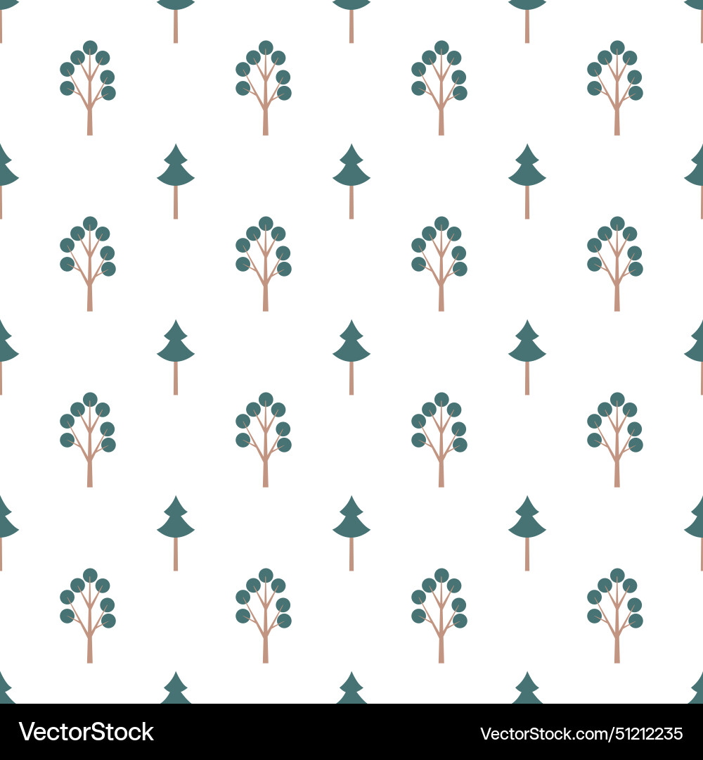 Forest with trees seamless pattern Vector Image