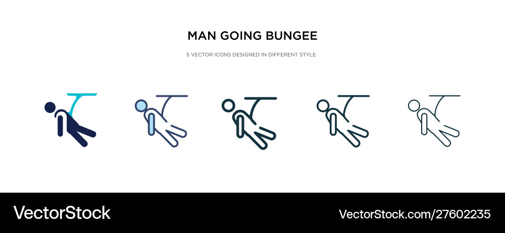 Man going bungee jumping icon in different style vector image