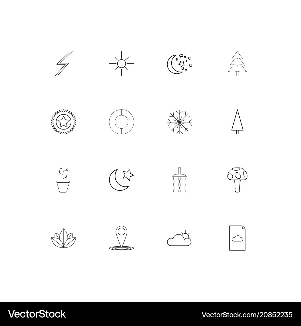 Nature linear thin icons set outlined simple Vector Image