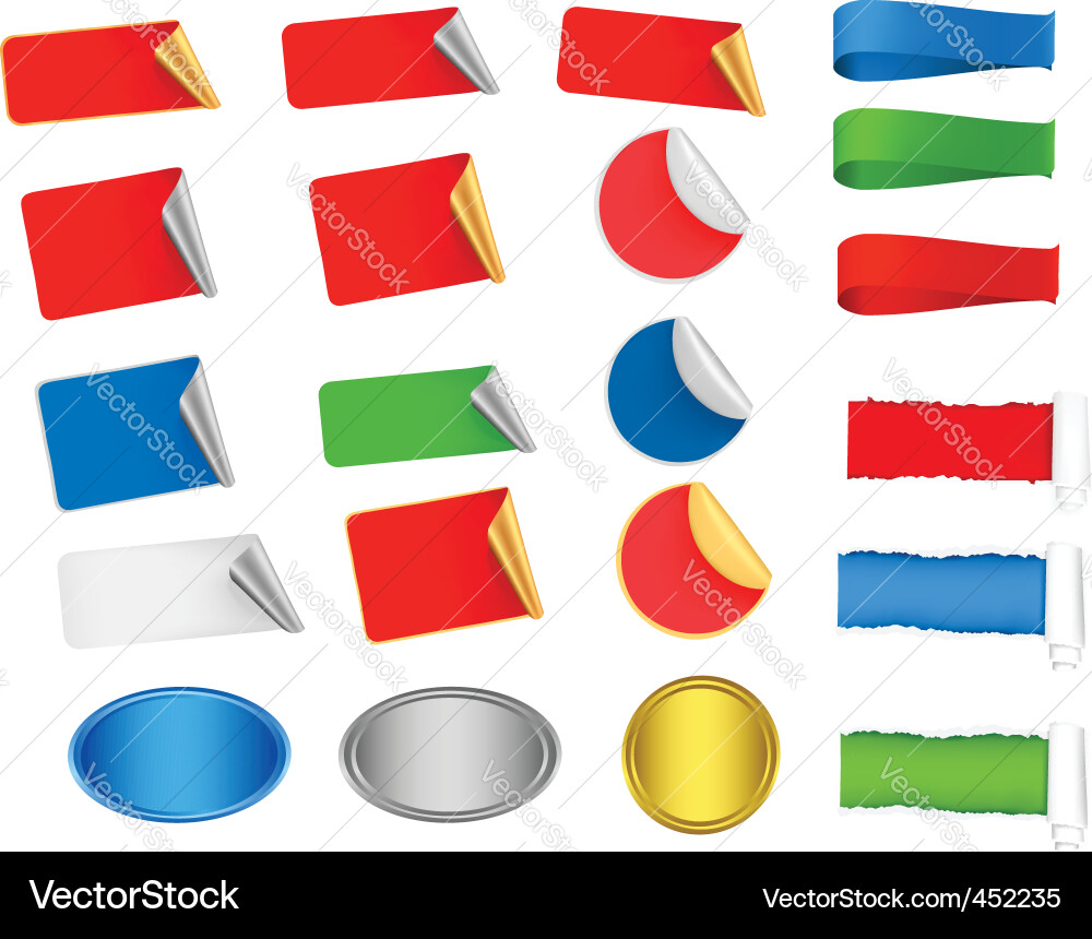 Ripped Paper Labels & Tags Vector Image