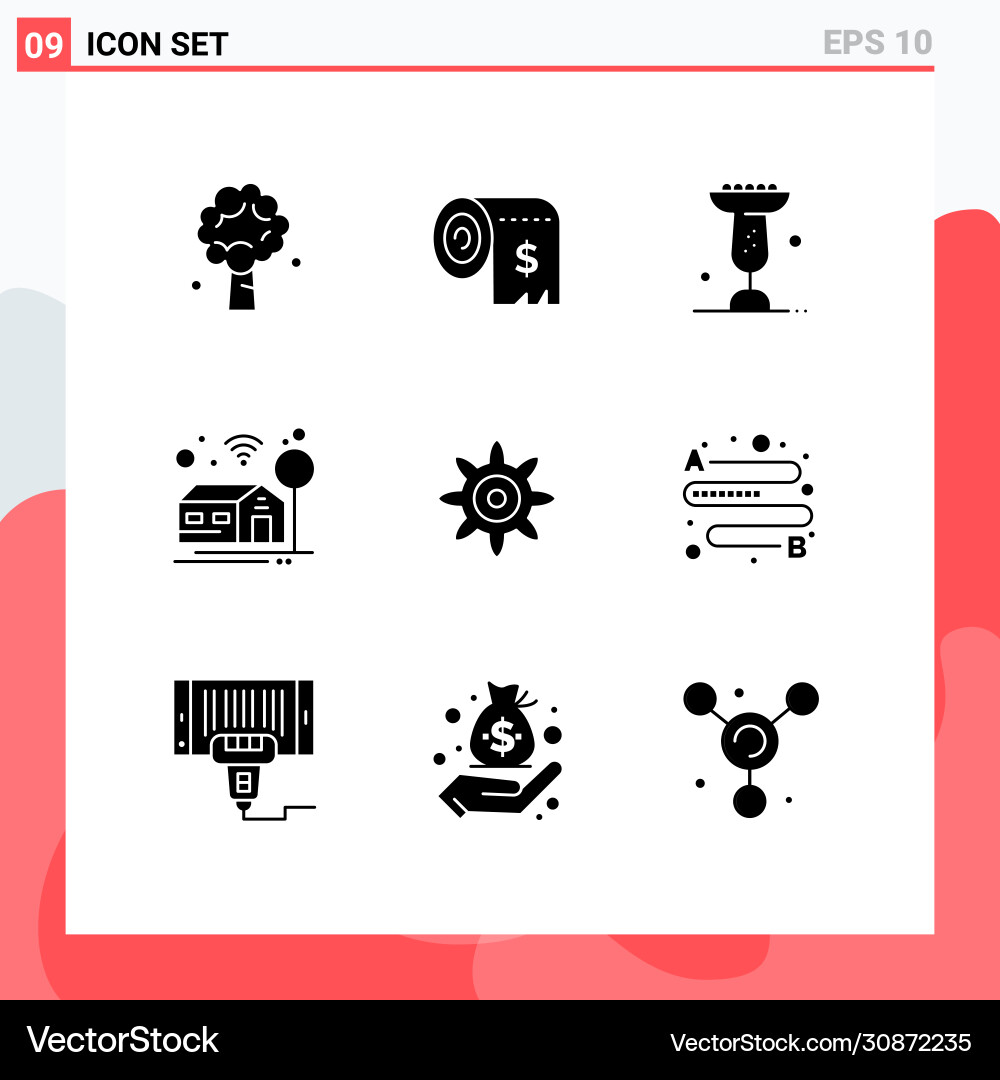 Set 9 solid glyphs on grid for setting smart Vector Image